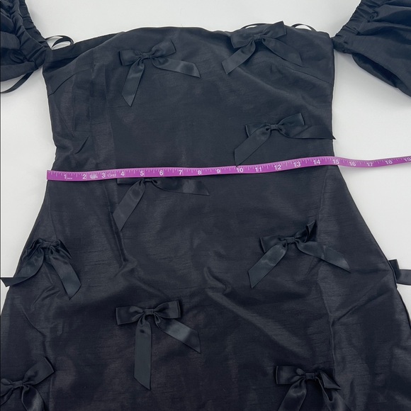 Hutch Black Off-Shoulder Dress whimsigoth bows feminine LBD valentine S NWT - Picture 8 of 10